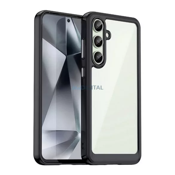 HUSĂ! - Silicon protector de telefon (rezistent la șocuri, spate transparent) BLACK Samsung Galaxy S24 FE (SM-S721)