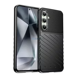   HUSĂ! - Silicon protector de telefon (rezistent la impact, cu dungi, model convex) BLACK Samsung Galaxy S24 FE (SM-S721)
