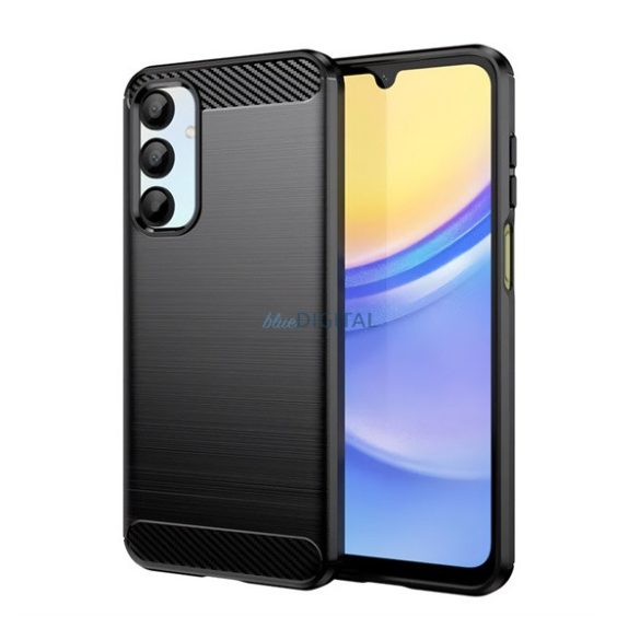 Silicon protector de telefon (rezistent la impact, bubble heel, periat, model de carbon) BLACK Samsung Galaxy A16