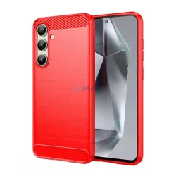   HUSĂ! - Protector de telefon din silicon (rezistent la impact, călcâi cu bule, periat, model de carbon) PIROS Samsung Galaxy S24 FE (SM-S721)