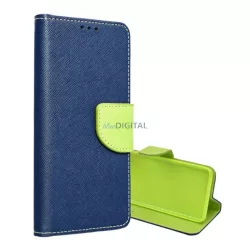   HUSĂ! - Husă permanentă, efect piele (FLIP, deschidere laterală, suport birou, buzunar card, efect textil) BLUE/GREEN Samsung Galaxy S24 FE (SM-S721)