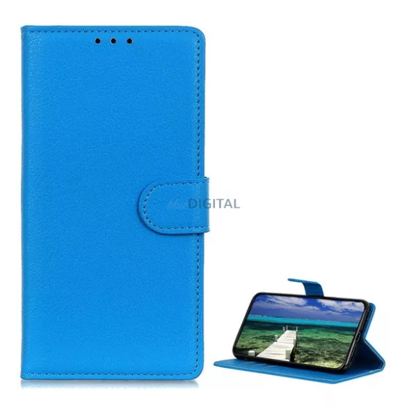 HUSĂ! - Carcasă permanentă, efect piele (FLIP, deschidere laterală, desktop, premium) LIGHT BLUE Samsung Galaxy S24 FE (SM-S721)