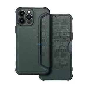 HUSĂ! - Carcasă permanentă, efect piele (FLIP, deschidere laterală, rezistență la impact, călcâi cu bule, protecție cameră, model carbon) PERNA PLIABILĂ Samsung Galaxy S24 FE (SM-S721)