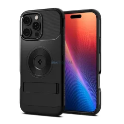   HUSĂ! - SPIGEN SLIM ARMOR MAG silicon telefon protector (spate din plastic, rezistent la șocuri, colț pernă de aer, MagSafe) BLACK Apple iPhone 16 Pro