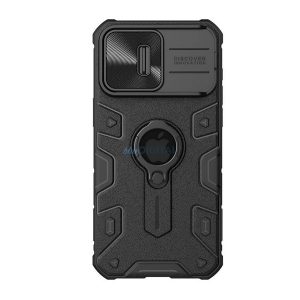 NILLKIN CAMSHIELD ARMOR apărător din plastic protector de telefon (rezistență la șocuri, inel de reținere, decupaj logo) BLACK Apple iPhone 15 Pro Max