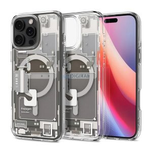 SPIGEN ULTRA HYBRID ZERO ONE plastic protector de telefon (rezistent la șocuri, bubble cadru, MagSafe) TITAN Apple iPhone 16 Pro Max