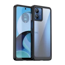   HUSĂ! - Silicon protector de telefon (rezistent la șocuri, spate transparent) BLACK Motorola Moto G14