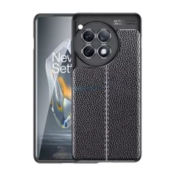   HUSĂ! - Silicon protector de telefon (rezistent la șocuri, efect de piele, model de cusătură) BLACK OnePlus 12R 5g
