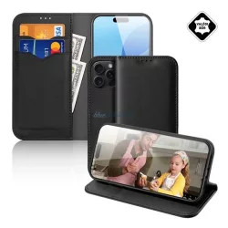   HUSĂ! - DUX DUCIS HIVO Case Standing, piele naturală (FLIP, deschidere laterală, desktop, buzunar pentru carduri, RFID) BLACK Apple iPhone 16 Pro