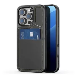   HUSĂ! - DUX DUCIS RAFI II MAG Silicone Phone Protector (Cardholder, Card Pocket, RFID, MagSafe) BLACK Apple iPhone 16 Pro