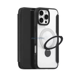  HUSĂ! - DUX DUCIS SKIN X PRO Carcasă Standing Leather Effect (FLIP, deschidere laterală, RFID, antireflex, MagSafe) NEGRU Apple iPhone 16 Pro Max