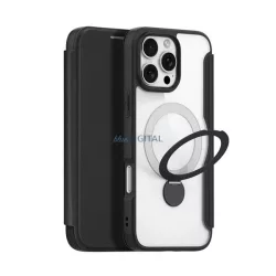   HUSĂ! - DUX DUCIS SKIN X PRO Carcasă Standing Leather Effect (FLIP, deschidere laterală, RFID, anti-reflexie, MagSafe) NEGRU Apple iPhone 16 Pro