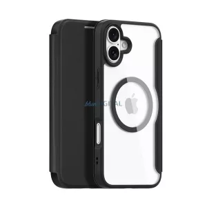 HUSĂ! - DUX DUCIS SKIN X PRO Carcasă Standing Leather Effect (FLIP, deschidere laterală, RFID, MagSafe) BLACK Apple iPhone 16 Plus
