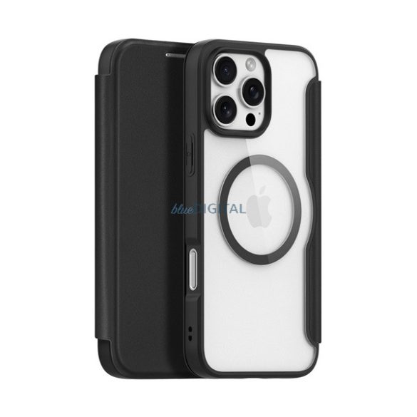 DUX DUCIS SKIN X PRO Carcasă permanentă cu efect de piele (FLIP, deschidere laterală, RFID, MagSafe) NEGRU Apple iPhone 16 Pro Max