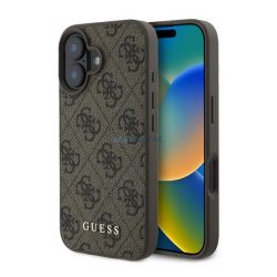   HUSĂ! - GUESS 4G METAL GOLD LOGO plastic protector de telefon (spate textil) BARNA Apple iPhone 16 Plus