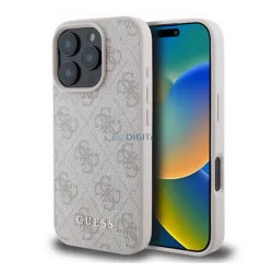   HUSĂ! - GUESS 4G METAL GOLD LOGO plastic protector de telefon (spate textil) ROSE COLOUR Apple iPhone 16 Pro Max
