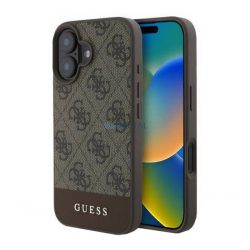   HUSĂ! - GUESS 4G STRIPE plastic protector de telefon (spate textil) BARNA Apple iPhone 16 Plus