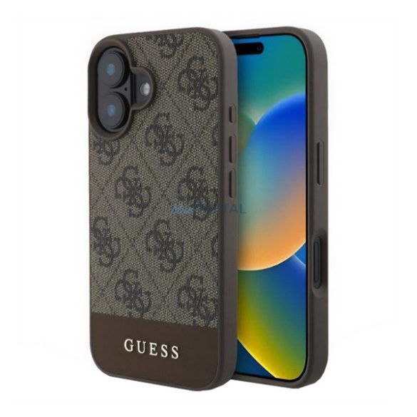 GUESS 4G STRIPE plastic protector de telefon (spate textil) BARNA Apple iPhone 16 Plus