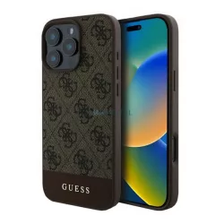   HUSĂ! - GUESS 4G STRIPE plastic protector de telefon (spate textil) BARNA Apple iPhone 16 Pro