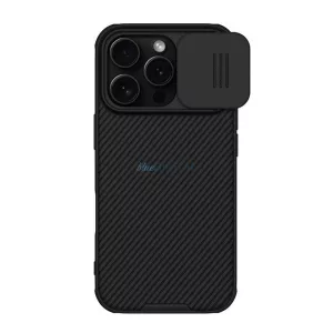 HUSĂ! - NILLKIN CAMSHIELD PRO MAGNETIC plastic protector de telefon (rezistent la șocuri, protecția camerei, magnetic, cu dungi) BLACK Apple iPhone 16 Pro