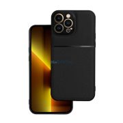   Silicon protector de telefon (rezistent la impact, magnetic, spate din piele, cu dungi) BLACK Samsung Galaxy A16 (SM-A166)