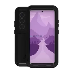   HUSĂ! - LOVE MEI Puternic apărător protector de telefon (cadru metalic, rezistent la șocuri, rezistent la praf + ecran protector de sticlă) BLACK Samsung Galaxy S24 Ultra