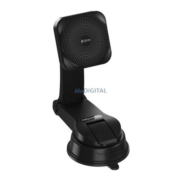Suport auto DEVIA (bord, parbriz, ventuză, 15W, wireless, încărcător rapid, reglabil, 360°, MagSafe) NEGRU