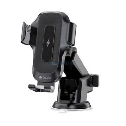   Suport auto DEVIA SMART (bord, parbriz, ventuză, 15W, wireless, 360°, dimensiune 4.7-6.9") NEGRU