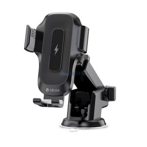 Suport auto DEVIA SMART (bord, parbriz, ventuză, 15W, wireless, 360°, dimensiune 4.7-6.9") NEGRU
