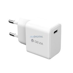   Încărcător de rețea DEVIA GRS priză Type-C (20W, GaN, încărcător rapid PD) ALB