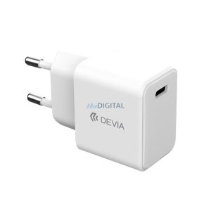Încărcător de rețea DEVIA GRS priză Type-C (20W, GaN, încărcător rapid PD) ALB