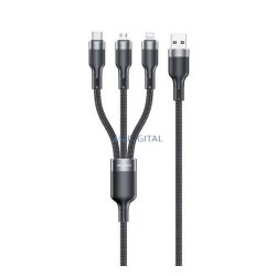   AWEI CL-975 cablu de date 3in1 (USB - fulger/microUSB/Type-C, 100W, încărcător rapid, 120cm) NEGRU