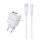 AWEI PD81T-EU Încărcător AC USB + priză Type-C (22.5W, GaN, încărcător rapid PD + cablu Type-C) ALB