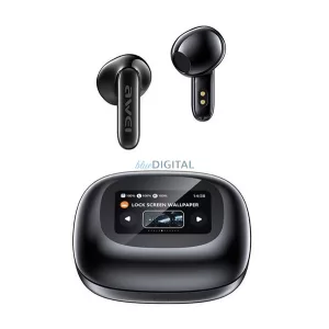 AWEI TP97 căști bluetooth STAREO (v5.4, TWS, microfon, anulare zgomot, touch screen + încărcător) NEGRU