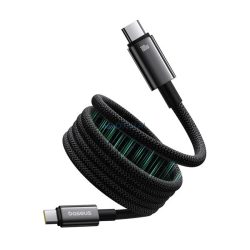   BASEUS TUNGSTEN GOLD cablu de date MAGNETIC (Tip-C - Tip-C, 100W, încărcător rapid PD, 100cm, magnetic, anti-rupere) NEGRU