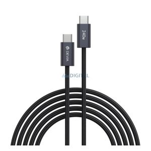 DEVIA EXTREME cablu de date (Tip-C - Tip-C, 240W, încărcător rapid PD, 200cm, șiret) NEGRU