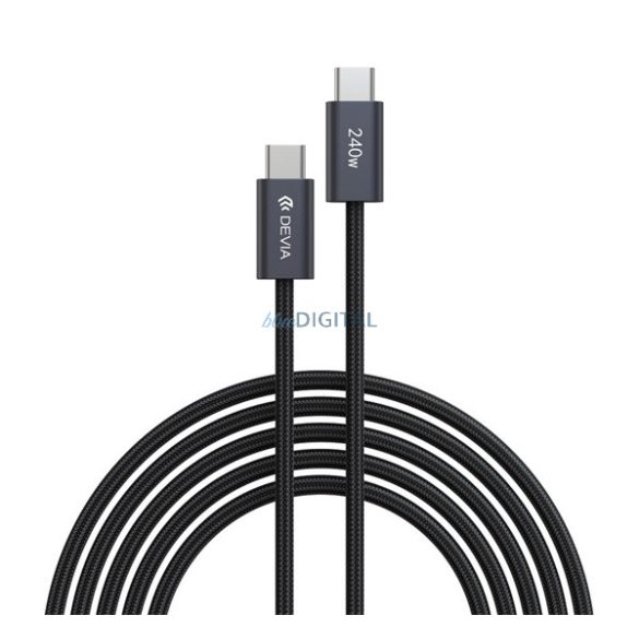 DEVIA EXTREME cablu de date (Tip-C - Tip-C, 240W, încărcător rapid PD, 200cm, șiret) NEGRU
