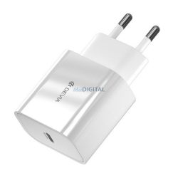  Încărcător de rețea DEVIA SMART cu priză Type-C (20W, încărcător rapid PD) ALB