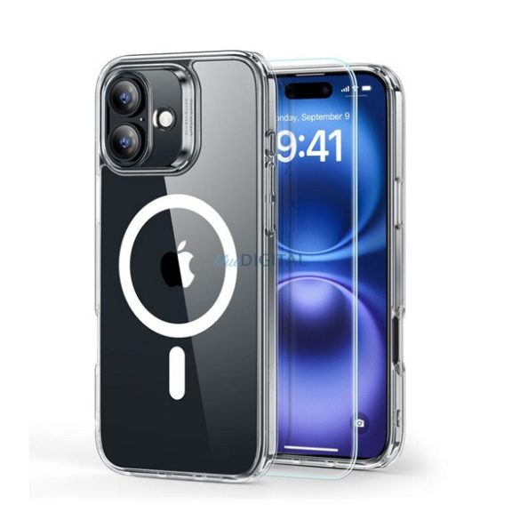 ESR HYBRID HALOLOCK silicon protector de telefon (rezistență la impact, bubble heel, MagSafe + ecran protector de sticlă) pentru Apple iPhone 16
