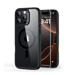   HUSĂ! - ESR HYBRID HALOLOCK silicon protector de telefon (rezistent la impact, bubble heel, MagSafe + ecran protector de sticlă) TRANSFER / negru Apple iPhone 16 Pro
