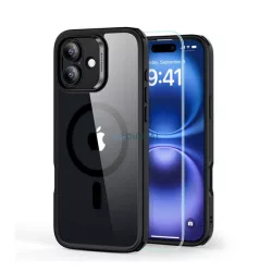   HUSĂ! - ESR HYBRID HALOLOCK silicon protector de telefon (rezistent la impact, bubble heel, MagSafe + ecran protector de sticlă) TRANSFER / negru Apple iPhone 16