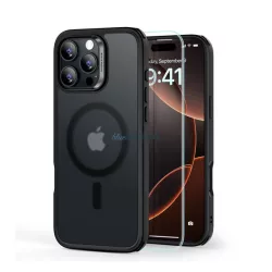   HUSĂ! - ESR HYBRID HALOLOCK silicon protector de telefon (rezistent la impact, bubble heel, MagSafe + ecran protector de sticlă) TRANSFER / negru Apple iPhone 16 Pro Max