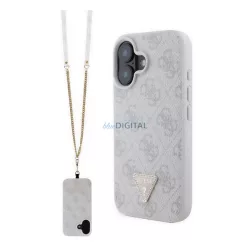   HUSĂ! - GUESS LEATHER METAL LOGO STRASS CROSSBODY silicon protector de telefon (rezistent la șocuri, efect de piele spate + curea de umăr) BRONZE Apple iPhone 16
