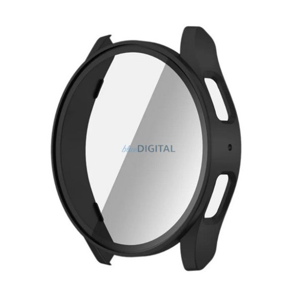 Cadru din plastic (BUMPER, rezistență la șocuri + sticlă de protecție a ecranului) BLACK Samsung Galaxy Watch 7 eSIM 44mm (SM-L315), Galaxy Watch 7 44mm (SM-L310)
