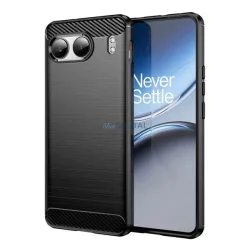   HUSĂ! - Silicon protector de telefon (rezistent la impact, călcâi pernă de aer, periat, model de carbon) BLACK OnePlus Nord 4
