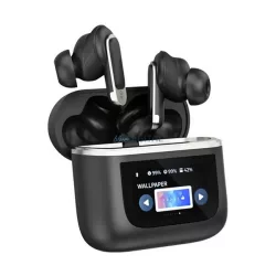   BLITZWOLF căști bluetooth Stereo (v5.3, TWS, microfon, IPX5 rezistent la apă, anulare zgomot, indicator LED + încărcător) NEGRU