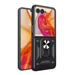   HUSĂ! - Defender silicon protector de telefon (rezistent la șocuri, inel de reținere, protector de cameră) BLACK Motorola Razr 50