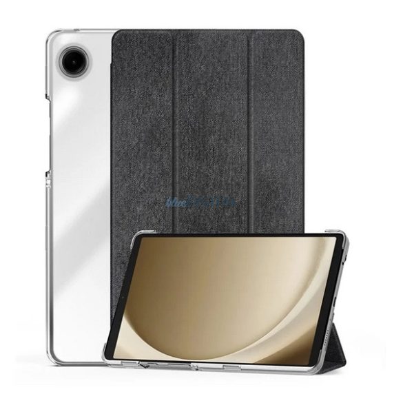 DUX DUCIS UNID husă verticală, efect textil (active FLIP, deschidere laterală, TRIFOLD, suport pentru birou, suport pentru stilou) NEGRU Samsung Galaxy Tab A9 LTE (SM-X115), Galaxy Tab A9 WIFI (SM-X110)