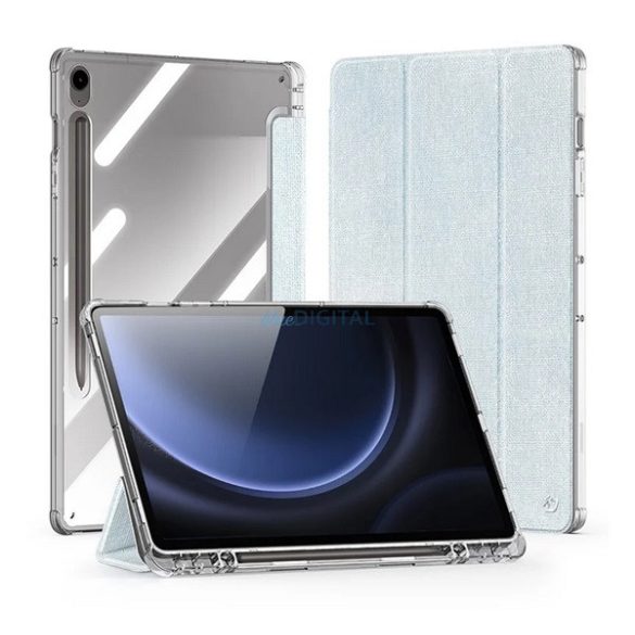 DUX DUCIS UNID husă verticală, efect textil (active FLIP, deschidere laterală, TRIFOLD, suport pentru birou, suport pentru creioane) LIGHT BLUE Samsung Galaxy Tab S9 LTE (SM-X716), Galaxy Tab S9 WIFI (SM-X710), Galaxy Tab S9 WIFI (SM-X710)