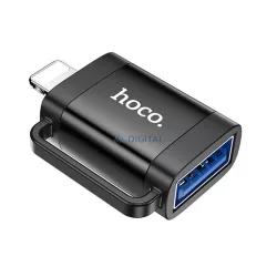   Adaptor HOCO UA31A (mufă USB - lightning, transfer de date și încărcare, OTG) NEGRU